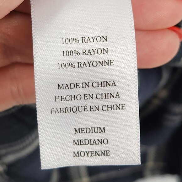 Rails Shirt Womens Medium Blue Hunter Plaid Button Front Long Sleeve Soft Rayon - Picture 8 of 12